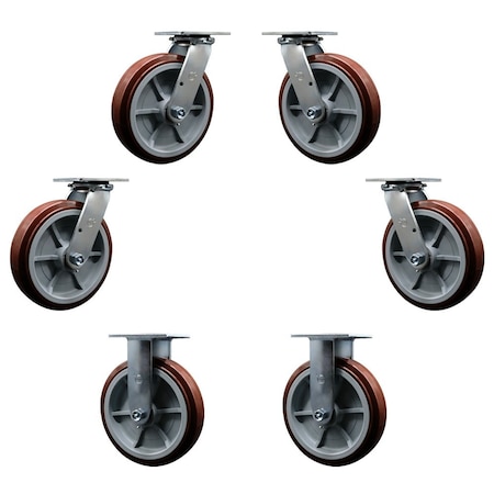 Service Caster Replacement Caster Set for Magliner Casters 130077 and 130078, 6PK MAG-SCC-30CS820-PPUR-4-R-2